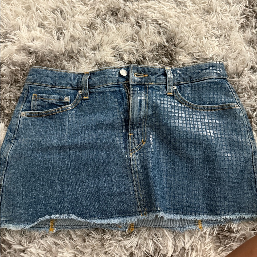 Forever 21 Denim Mini Skirt with Textured Pattern